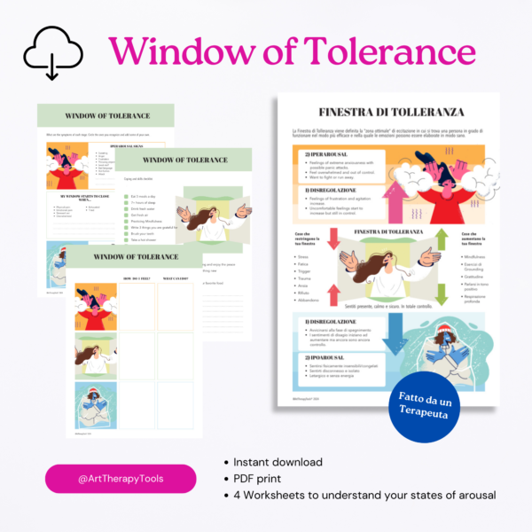 Printable PDF. Worksheets: "Tolerance Window". Management of HyperArousal and HypoArousal states - immagine 2