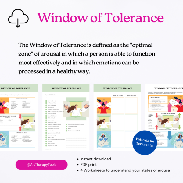 Printable PDF. Worksheets: "Tolerance Window". Management of HyperArousal and HypoArousal states - immagine 4